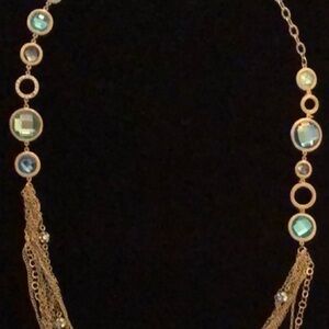 ST Thomas 38” Blue, Teal, Gold Necklace